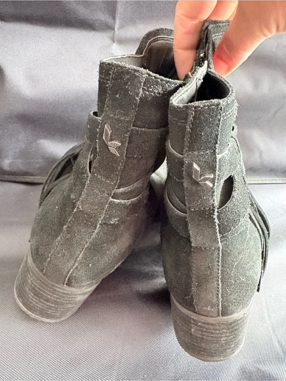 Koolaburra Black Suede Tassel Wrap Ankle Boots